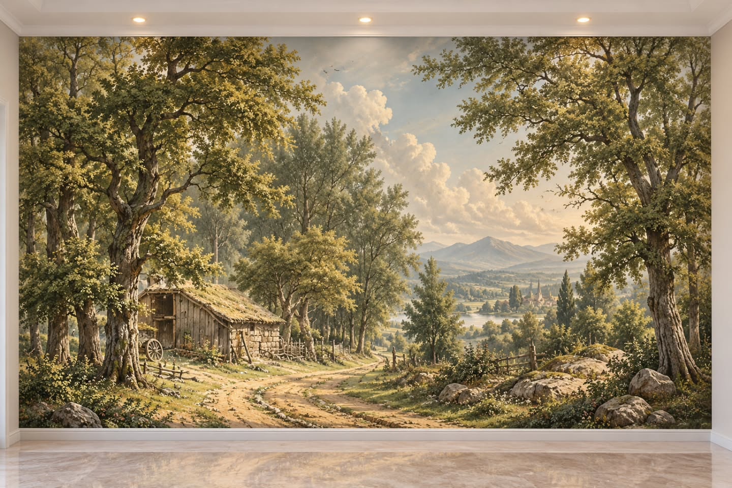Ağaç 3D duvar posteri, düz tasarım görünümü
