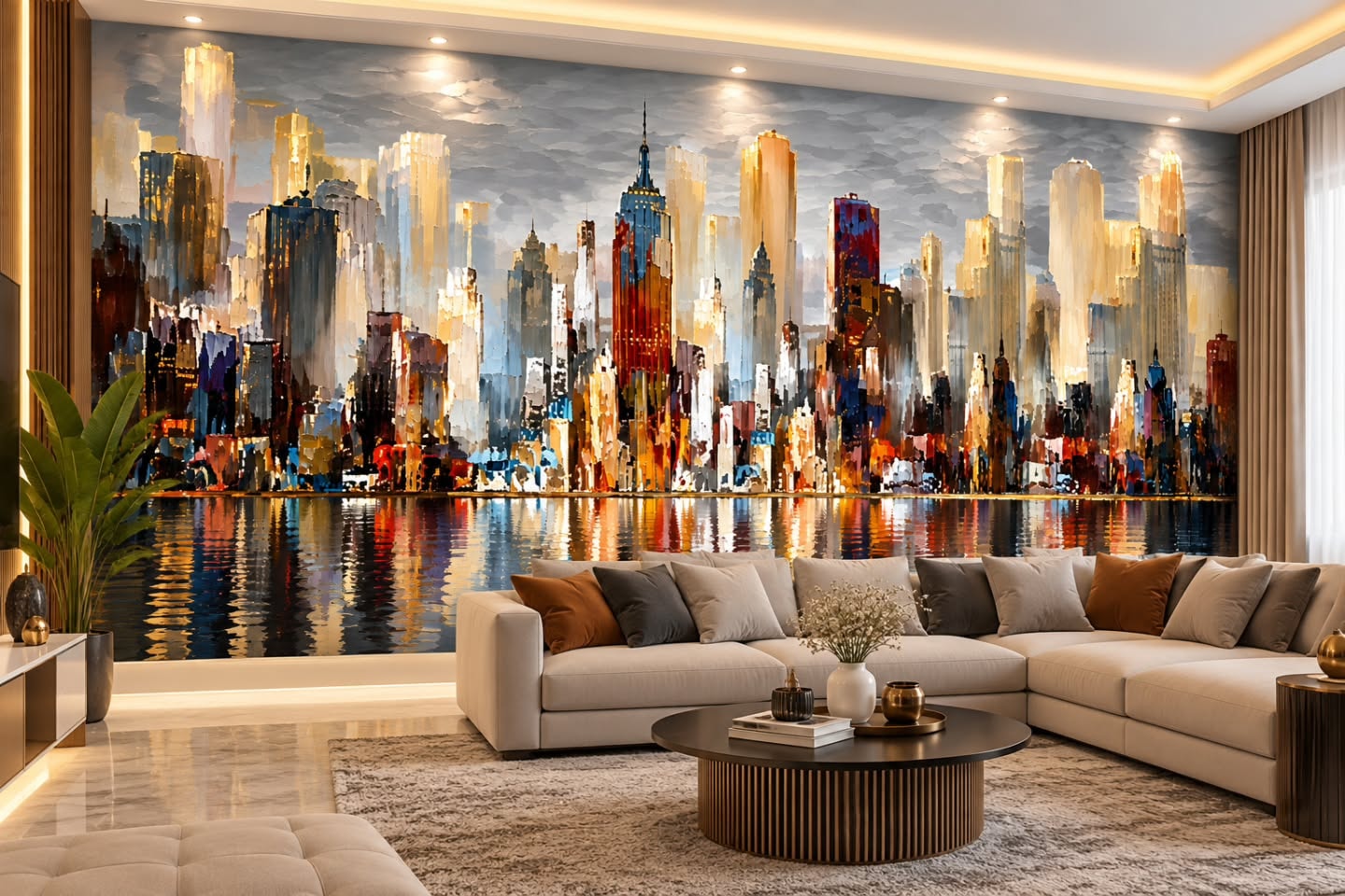 Şehrin İhtişamı 3D duvar posteri, döşenmiş oda görünümü