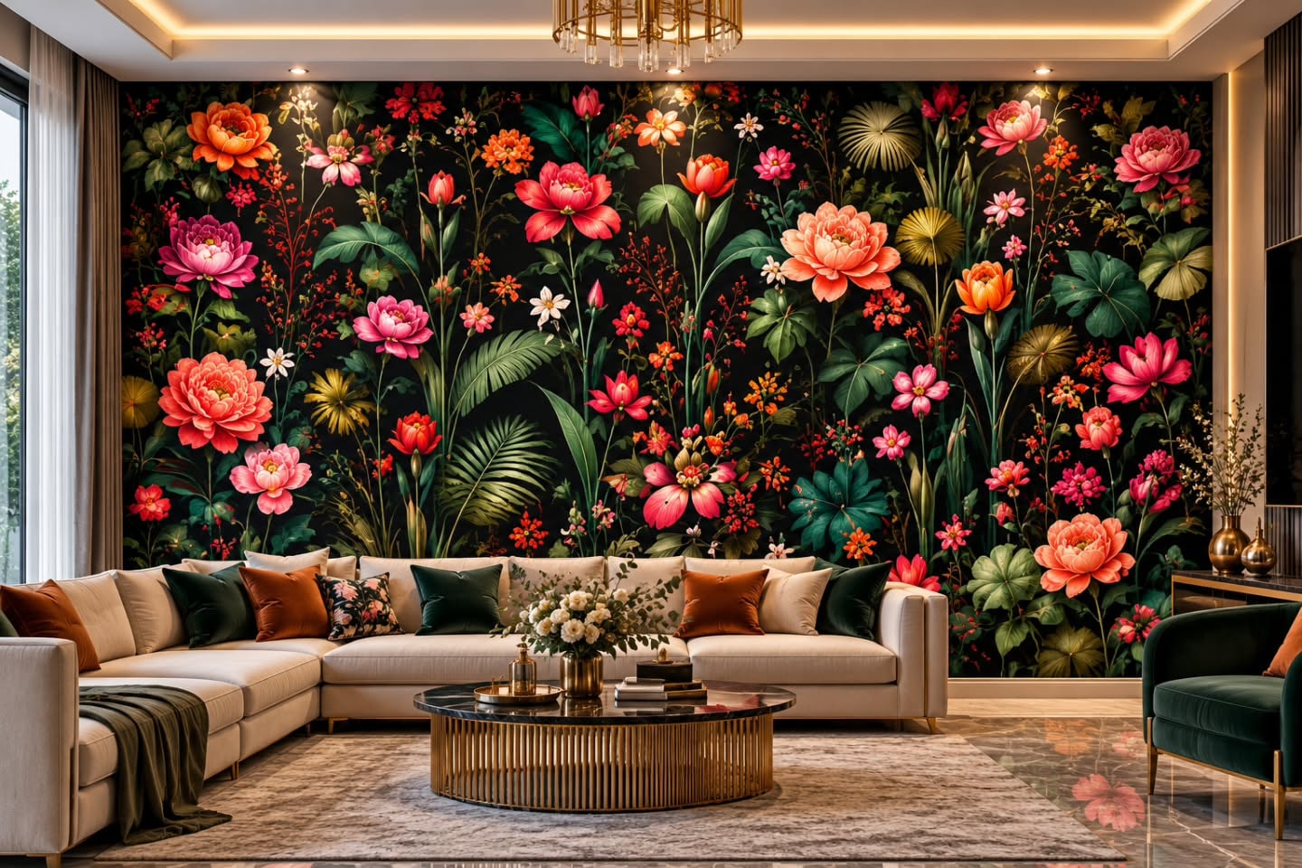 Gece Bahçesi Restoran 3D duvar posteri, döşenmiş oda görünümü 2