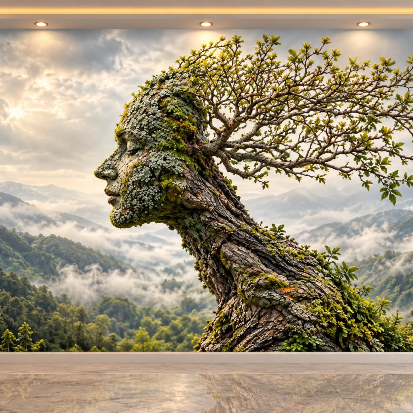 Doğanın Ruhu 3D duvar posteri, düz tasarım görünümü