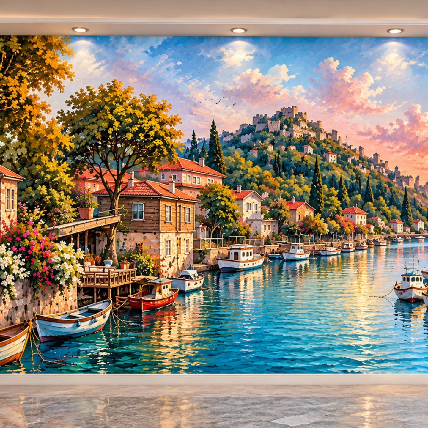 İstanbul'un Eşsiz Güzelliği 3D duvar posteri, düz tasarım görünümü