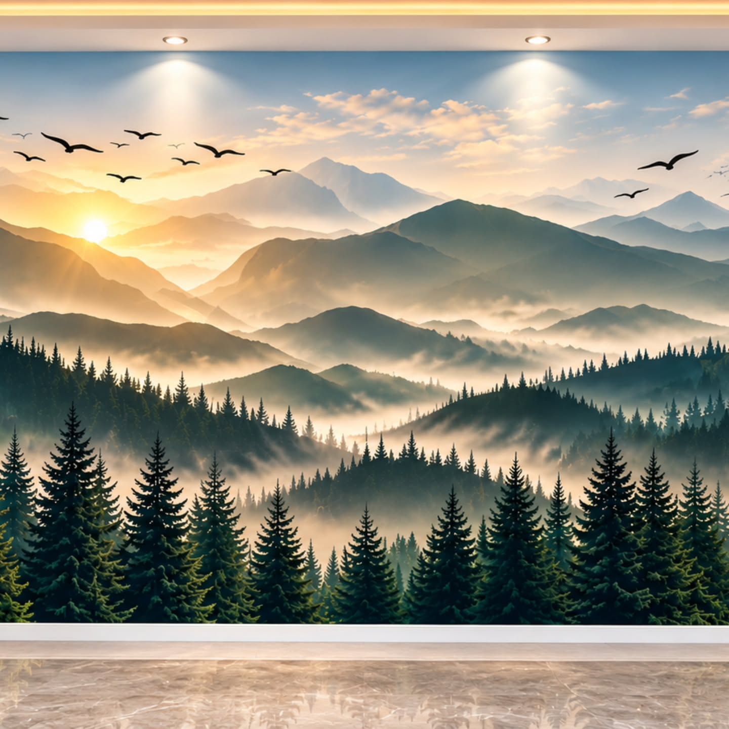 Doğanın Sonsuz Güzelliği 3D duvar posteri, düz tasarım görünümü